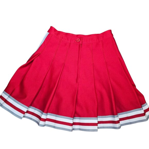 VTG 90s Cheerleader Uniform Outfit Shirt Pleated Skirt Red White RGS Sz XS USA - Picture 6 of 11